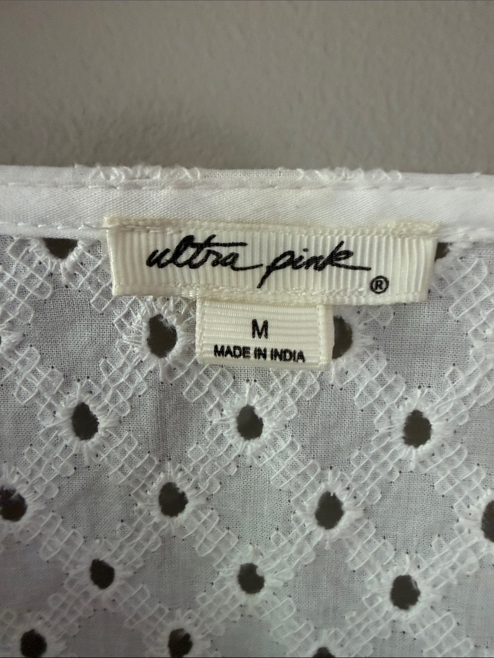 Crochet Lace Cotton Eyelet Boho Top Medium Cream Ivory  Cottagecore Coastal - Picture 2 of 7